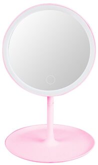 Make-Up Spiegel Met Led Light Touch Screen Natuurlijke Wit Daglicht Vanity Spiegel Flexibele Afneembare Opslag Cosmetica Spiegel Roze