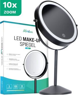 Make Up Spiegel met LED Verlichting - 10x Vergroting - 3 Lichtstanden - Oplaadbaar - Zwart