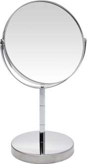 Make-up spiegel - zilver - rond - dubbelzijdig - 14 x 26 cm