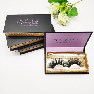 Make Your Own Brand Logo Mink Lash Packaging Box Custom Rectangular Eyelash Case Luxury Glitter Inside Box 100pcs Custom