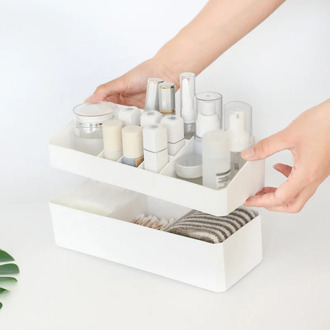 Makeup Organizer Storage Box Saving Space Desktop Office Organizer Cosmetic Skin Care Jewelry Box Home Sundries Organizer Double