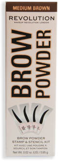 Makeup Revolution Brow Powder Stamp and Stencil Kit (Various Shades) - Medium Brown