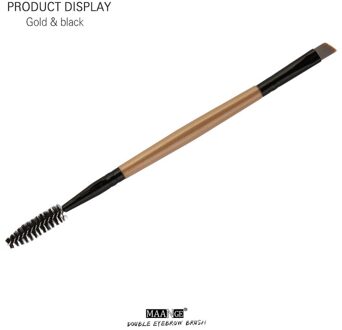Makeup Tools Houten Handvat Dubbele Duo Brow Make-Up Borstel Houten Handvat Dubbelzijdig Wenkbrauw Flat Angled Borstels 3