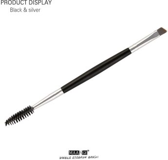 Makeup Tools Houten Handvat Dubbele Duo Brow Make-Up Borstel Houten Handvat Dubbelzijdig Wenkbrauw Flat Angled Borstels 5