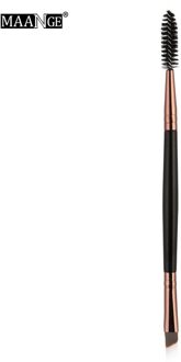 Makeup Tools Houten Handvat Dubbele Duo Brow Make-Up Borstel Houten Handvat Dubbelzijdig Wenkbrauw Flat Angled Borstels 6