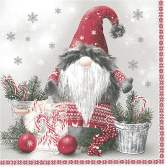 Maki kerst thema servetten - 20x st - 33 x 33 cm - gnoom - papier