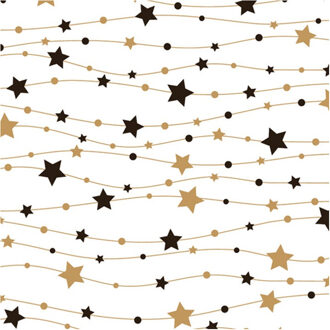 Maki kerst thema servetten - 20x st - 33 x 33 cm - sterretjes goud/zwart - papier