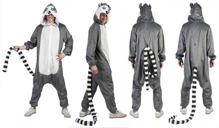 Maki Kostuum volwassenen Zilver - Grijs