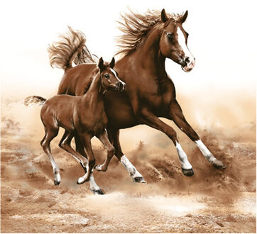 Maki lunch/diner servetten - 20x st - 33 x 33 cm - paarden - feestservetten