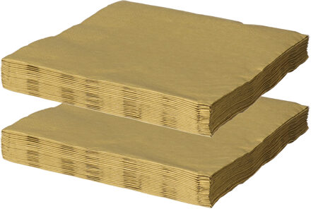 Maki uni servetten - 40x st - 33 x 33 cm - goud - lunch/diner servetten