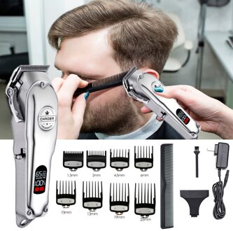 makina de corta cabelo profesional kapper Tondeuse trymer Trimmers Professionele Tondeuses Mannen Clippers Kapper Haar Snijmachine Voor Barbershop Lcd Tondeuse Alle Metalen eu stekker