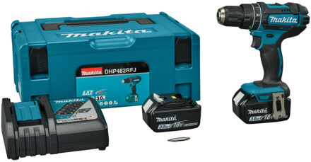 Makita 18 V Klopboor-/schroefmachine DHP482RFJ Klopboorschroevendraaier