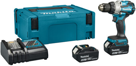 Makita DHP489RTJ | 18 V Klopboor-/schroefmachine 5,0 Ah accu (2 st), snellader, in Mbox - DHP489RTJ