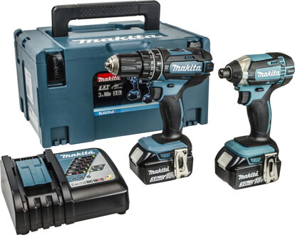 Makita DLX2131JX 18V Accu Klopboormachine DHP482 + Slagschroevendraaier DTD152 Combiset (2x 3.0Ah accu)