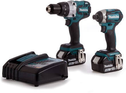 Makita DLX2176TJ 18V Li-Ion brushless combiset - accuboormachine met klopfuntie (DHP481) - slagschroevendraaier (DTD154) - 2x 5.0Ah accu's