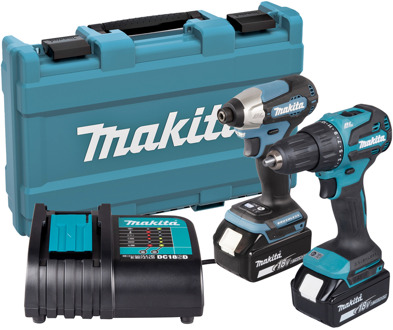 Makita DLX2539ST 18V Combo kit: DHP490 Accu klopboormachine + DTD157Z accu slagschroevendraaier | 2x 5.0Ah Accu's in koffer - DLX2539ST