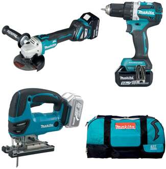 Makita DLX3152TX1 | DDF484 accuboormachine + DJV180 accu decoupeerzaag + DGA511Z Haakse slijper | 18v 5.0Ah Li-ion