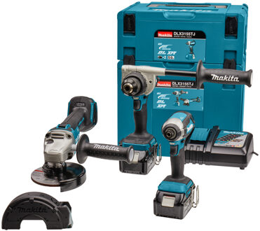 Makita DLX3155TJ | Combiset | 18 V | boren, (slag)schroeven en slijpen | Set | 5,0 Ah | in Mbox - DLX3155TJ