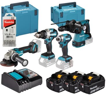 Makita DLX4196JX1 Combiset | DDF489 + DTD173 + DHR243 + DGA504 | Incl. accu's en lader in M-box - DLX4196JX1