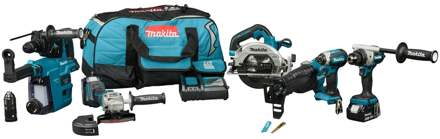 Makita DLX7031TX1 Combiset - DDF492 + DTD153 + DHR243 + DGA504 + DHS660 + DJR187 + DTM52 | Incl. 2x 5.0 Ah accu en lader - DLX7031TX1