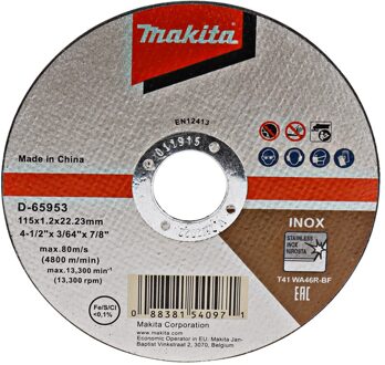 Makita Doorslijpschijf 115X1.2Mm RVS - D-65953