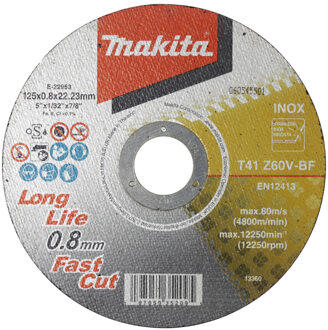 Makita Doorslijpschijf RVS 125mm x 0,8 mm INOX - E-22953-12