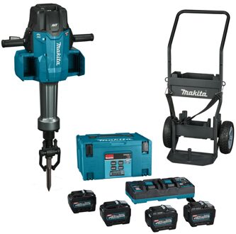 Makita HM004GL402 XGT 2x40V Accu Breekhamer | 72 J | Met Trolley, 4x 8,0 Ah accu's en snellader | In Mbox - HM004GL402