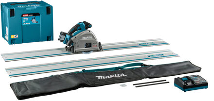 Makita SP001GU102 | 40 V Max Invalcirkelzaag | 165 mm | 4,0 Ah accu | snellader | in Mbox | met AWS zender | geleiderail (2 st) | 1500 mm |