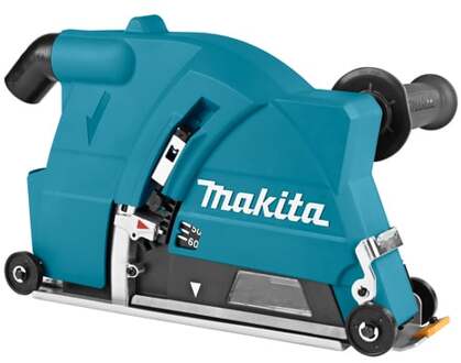 Makita Stofvrij slijpen in beton met deze 230mm inval stofafzuigkap