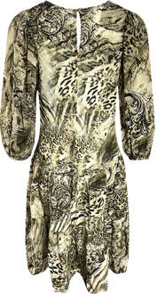 Makucha Panthera 1202117 bruine zijden gegolfde gelaagde jurk - maat