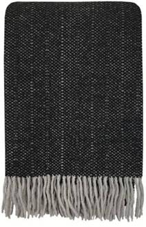 Malagoon Crow Black Recycled Wool Plaid 131 x 170 cm Grijs, Zwart