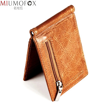 Male Genuine Leather Design Fashion Slim Wallet Zipper Front Pocket Men Money Clip Rfid Blocking Mini Purse Dollar Clip for Men
