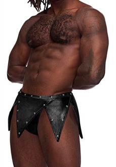 Male Power Eros - Gladiator Kilt Design with an Attached Thong - L/XL - Black