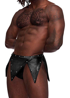 Male Power Eros - Gladiator Kilt Design with an Attached Thong - S/M - Black