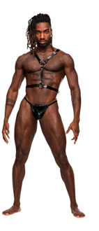Male Power Sagittarius - Imitation Leather Harness - One Size - Black