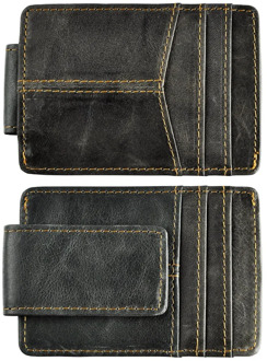 Male Quality Leather Designer Fashion Travel Slim Wallet Front Pocket Magnetic Money Clip Mini Card Case Purse For Men 1017-G