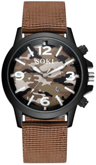 Male Watches Popular Outdoor Sports Camouflage Nylon Woven Strap Calendar Watch Man relojes hombre 2019 relogios masculinos