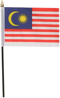 Maleisie - mini vlaggetje van 10 x 15 cm op stokje - Landen vlag - H27 cm