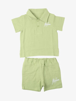 Malelions Jongens set baby mousseline polo crinckle - maat 74/80 Groen