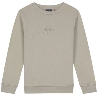 Malelions Junior Striped Signature Sweater Olijf Groen maat