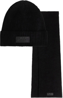 Malelions Ribbed Beanie en Sjaal Set Heren - 1 SIZE