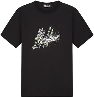 Malelions Splash signature t-shirts Zwart - L