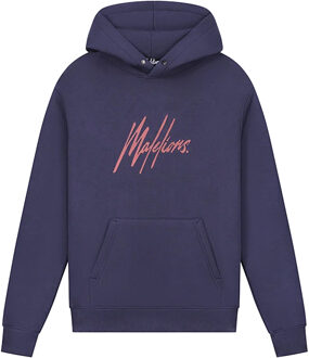 Malelions Striped signature hoodies Blauw - L