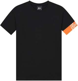 Malelions T-shirt captian 2.0 - Zwart oranje - Maat 140
