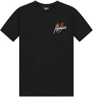 Malelions T-shirt split - Zwart oranje - Maat 140