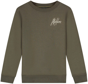 Malelions winter sweater jongens - groen/beige - signature, gestreept - Maat 140