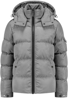 Malelions winter winterjas jongens - licht grijs - Patch Puffer - Maat 128