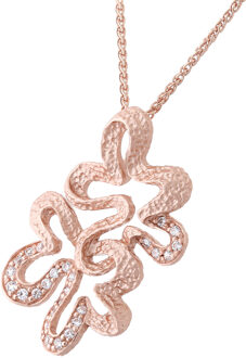 'Malenia' Dames 925 Sterling Zilver Set: Ketting-Hanger + Oorbellen - Roze SET-7077/1 Rosé - One Size