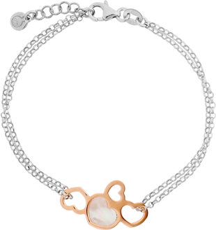 'Maliya' Dames 925 Sterling Zilveren Set: Ketting + Armband + Oorbellen - Zilver/Rosé SET-7388 Zilver en roségoud