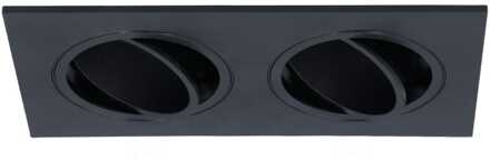 Mallorca LED Inbouwspot Dubbel - Kantelbaar - 93x173mm - GU10 Fitting incl. lamphouder - Rechthoekig - IP22 - Zwart